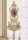 Panel Perde Motifli Dijital Baskılı K.Beyaz - Altın