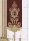 Panel Perde Motifli Dijital Baskılı Bordo - Altın