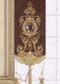 Panel Perde Motifli Dijital Baskılı Kahve - Altın