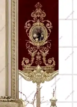 Panel Perde Motifli Dijital Baskılı K.Kırmızı - Altın