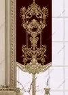 Panel Perde Motifli Dijital Baskılı Bordo - Altın