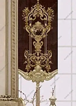 Panel Perde Motifli Dijital Baskılı Kahve - Altın