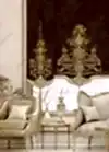 Panel Perde Motifli Dijital Baskılı Kahve - Altın