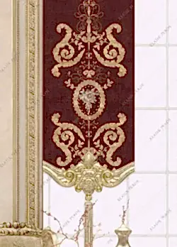 Panel Perde Motifli Dijital Baskılı Bordo - Altın