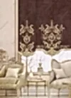 Panel Perde Motifli Dijital Baskılı Kahve - Altın