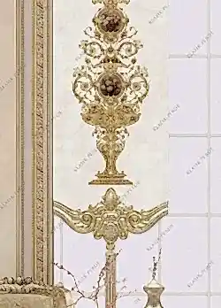Panel Perde Motifli Dijital Baskılı K.Beyaz - Altın