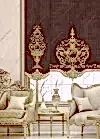 Panel Perde Motifli Dijital Baskılı Kahve - Altın Panel Perde Motifli Dijital Baskılı Kahve - Altın