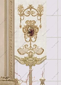 Panel Perde Motifli Dijital Baskılı K.Beyaz - Altın Panel Perde Motifli Dijital Baskılı K.Beyaz - Altın