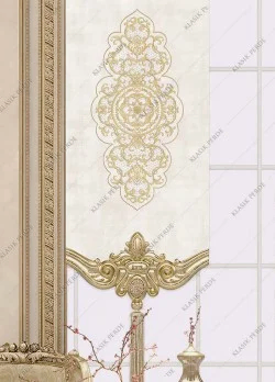 Panel Perde Motifli Dijital Baskılı K.Beyaz - Altın Panel Perde Motifli Dijital Baskılı K.Beyaz - Altın