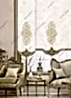 Panel Perde Motifli Dijital Baskılı  K.Beyaz - Altın