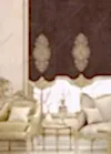Panel Perde Motifli Dijital Baskılı  Kahve - Altın