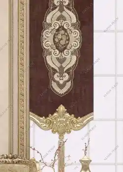 Panel Perde Motifli Dijital Baskılı Kahve - Altın Panel Perde Motifli Dijital Baskılı Kahve - Altın