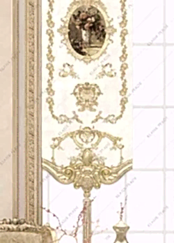 Panel Perde Motifli Dijital Baskılı K.Beyaz - Altın Panel Perde Motifli Dijital Baskılı K.Beyaz - Altın