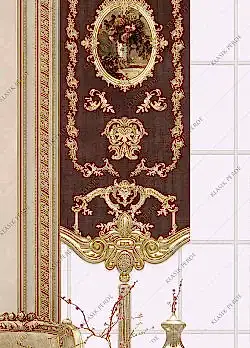 Panel Perde Motifli Dijital Baskılı Kahve - Altın Panel Perde Motifli Dijital Baskılı Kahve - Altın