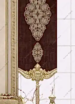 Panel Perde Motifli Dijital Baskılı  Kahve - Altın