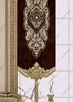 Panel Perde Motifli Dijital Baskılı Kahve - Altın Panel Perde Motifli Dijital Baskılı Kahve - Altın