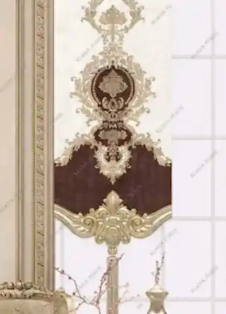 Panel Perde Motifli Dijital Baskılı  Kahve - Altın
