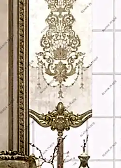 Panel Perde Motifli Dijital Baskılı Krem - Altın Panel Perde Motifli Dijital Baskılı Krem - Altın