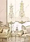 Panel Perde Motifli Dijital Baskılı Krem - Altın Panel Perde Motifli Dijital Baskılı Krem - Altın