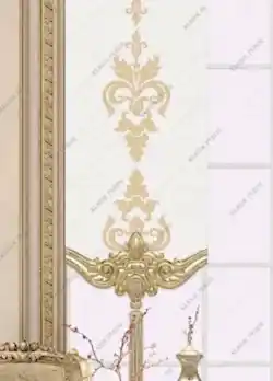 Panel Perde Motifli ve Yaldız Baskılı K.Beyaz - Altın Panel Perde Motifli ve Yaldız Baskılı K.Beyaz - Altın