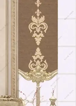 Panel Perde Motifli ve Yaldız Baskılı Kahve - Altın Panel Perde Motifli ve Yaldız Baskılı Kahve - Altın