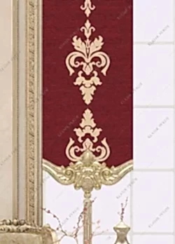 Panel Perde Motifli ve Yaldız Baskılı Bordo - Altın Panel Perde Motifli ve Yaldız Baskılı Bordo - Altın
