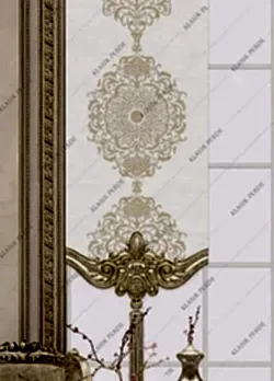 Panel Perde Motifli ve Yaldız Baskılı K.Beyaz - Altın Panel Perde Motifli ve Yaldız Baskılı K.Beyaz - Altın