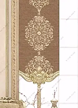 Panel Perde Motifli ve Yaldız Baskılı Kahve - Altın Panel Perde Motifli ve Yaldız Baskılı Kahve - Altın