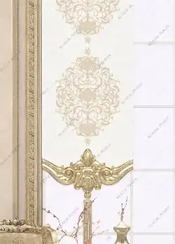 Panel Perde Motifli ve Yaldız Baskılı K.Beyaz - Altın Panel Perde Motifli ve Yaldız Baskılı K.Beyaz - Altın