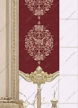 Panel Perde Motifli ve Yaldız Baskılı Bordo - Altın Panel Perde Motifli ve Yaldız Baskılı Bordo - Altın