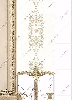 Panel Perde Motifli ve Yaldız Baskılı K.Beyaz - Altın Panel Perde Motifli ve Yaldız Baskılı K.Beyaz - Altın