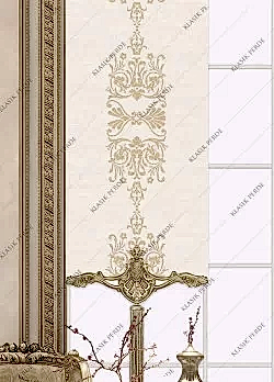 Panel Perde Motifli ve Yaldız Baskılı Krem - Altın Panel Perde Motifli ve Yaldız Baskılı Krem - Altın