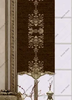 Panel Perde Motifli ve Yaldız Baskılı Kahve - Altın Panel Perde Motifli ve Yaldız Baskılı Kahve - Altın