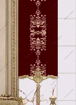 Panel Perde Motifli ve Yaldız Baskılı Bordo - Altın Panel Perde Motifli ve Yaldız Baskılı Bordo - Altın