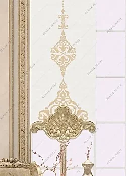 Panel Perde Motifli ve Yaldız Baskılı K.Beyaz - Altın Panel Perde Motifli ve Yaldız Baskılı K.Beyaz - Altın