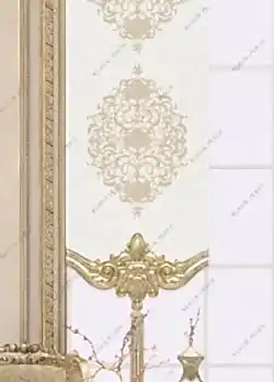 Panel Perde Motifli ve Yaldız Baskılı K.Beyaz - Altın Panel Perde Motifli ve Yaldız Baskılı K.Beyaz - Altın