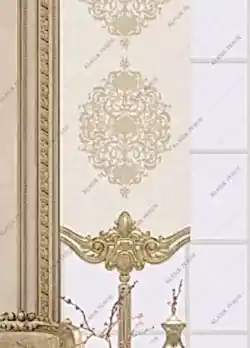 Panel Perde Motifli ve Yaldız Baskılı Krem - Altın Panel Perde Motifli ve Yaldız Baskılı Krem - Altın