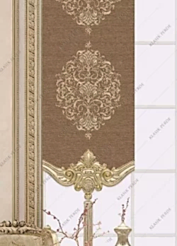 Panel Perde Motifli ve Yaldız Baskılı Kahve - Altın Panel Perde Motifli ve Yaldız Baskılı Kahve - Altın