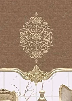 Stor Perde Motifli ve Yaldız Baskılı Kahve - Altın