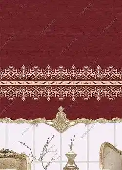 Stor Perde Motifli ve Yaldız Baskılı Bordo - Altın
