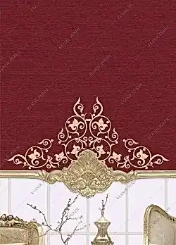 Stor Perde Motifli ve Yaldız Baskılı Bordo - Altın