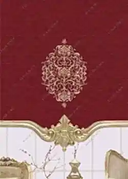 Stor Perde Motifli ve Yaldız Baskılı Bordo - Altın